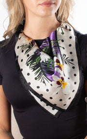 Orchid & Palm Leaves Square Silk Scarf