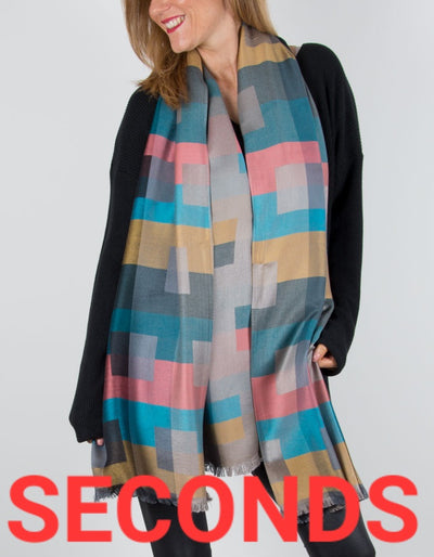 Patterned Pashmina Geometric Multicoloured Gold - SECONDS