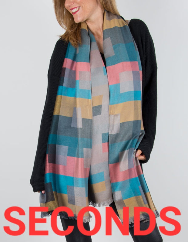 Patterned Pashmina Geometric Multicoloured Gold - SECONDS