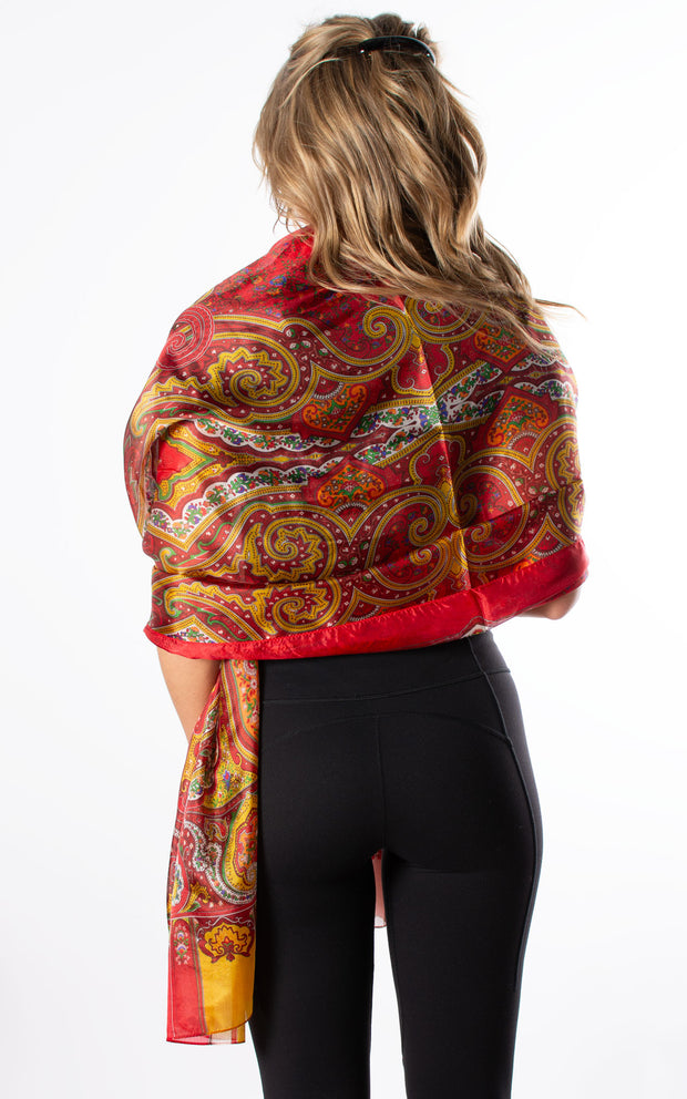 Red Paisley Silk Scarf