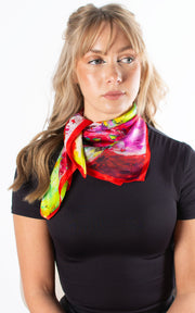 Red & Purple Swirl Square Silk Scarf