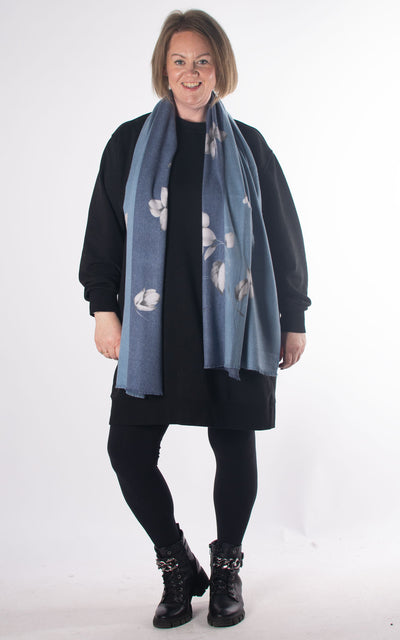 Scarf | Butterflies And Flowers | Navy & Blue