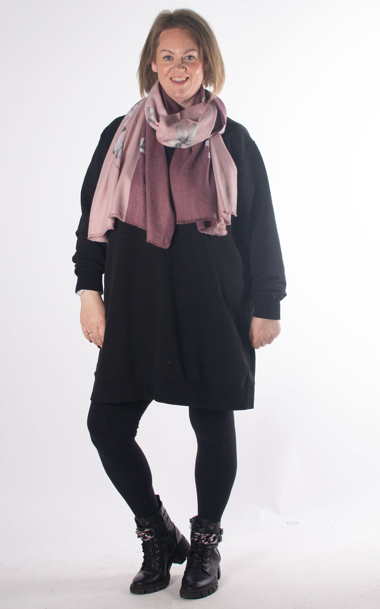 Scarf | Butterflies And Flowers | Pink & Wine