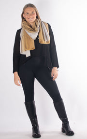 Scarf | Cashmere Mix Two Colours  | Mustard & Beige