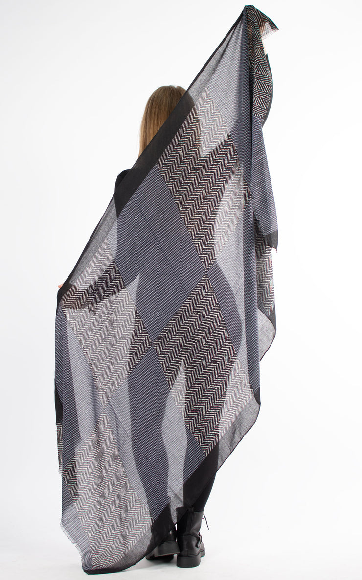 Scarf | Chevron and Dogtooth | Navy & Black