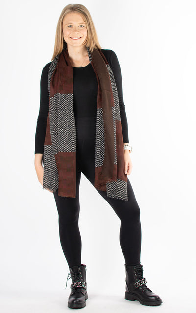Scarf | Chevron and Dogtooth | Red & Brown