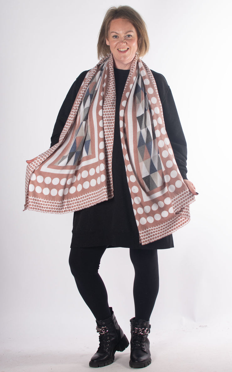Scarf | Dots and Triangles | Dusky Rose