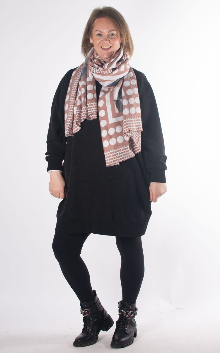 Scarf | Dots and Triangles | Dusky Rose
