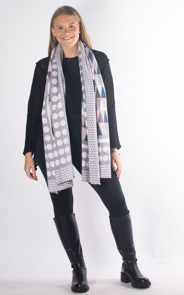Scarf | Dots and Triangles | Grey