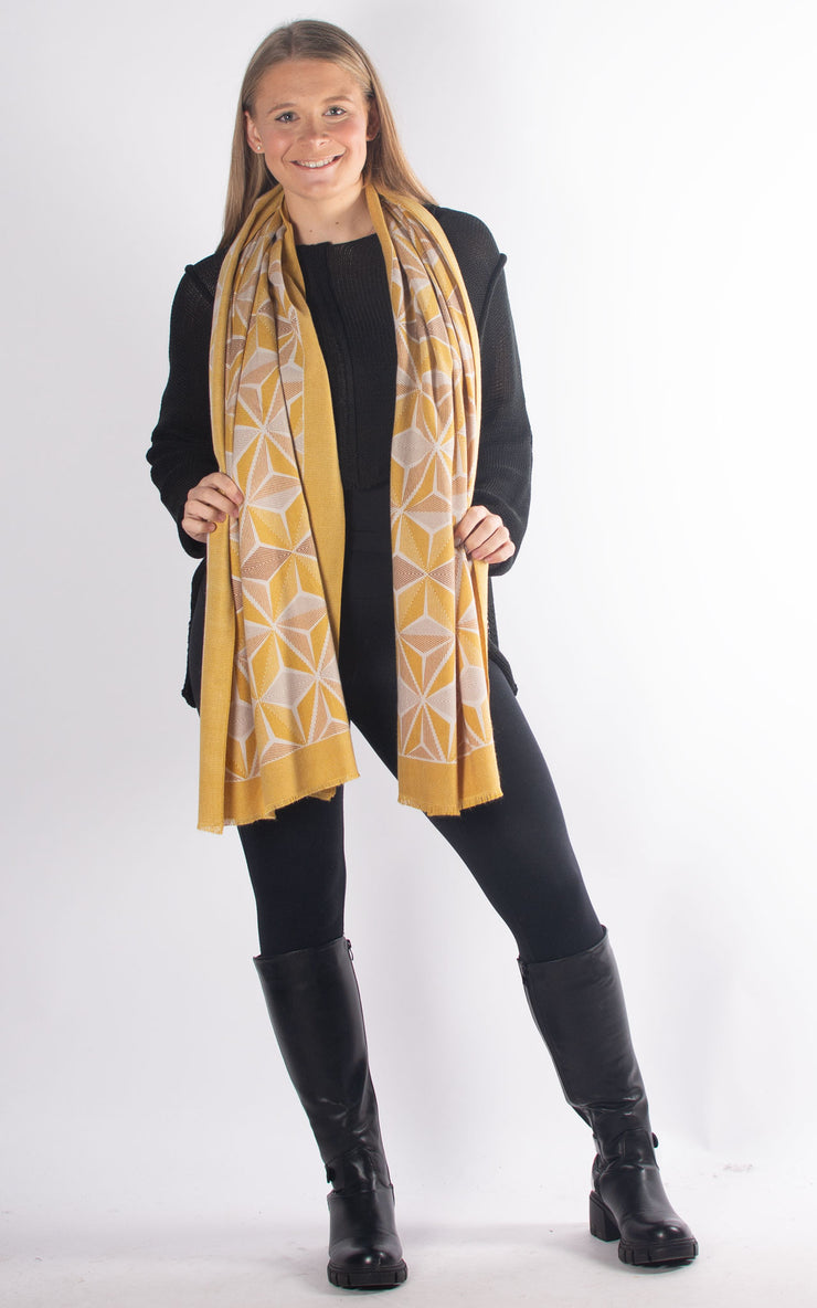 Scarf | Isometric Cubes | Mustard