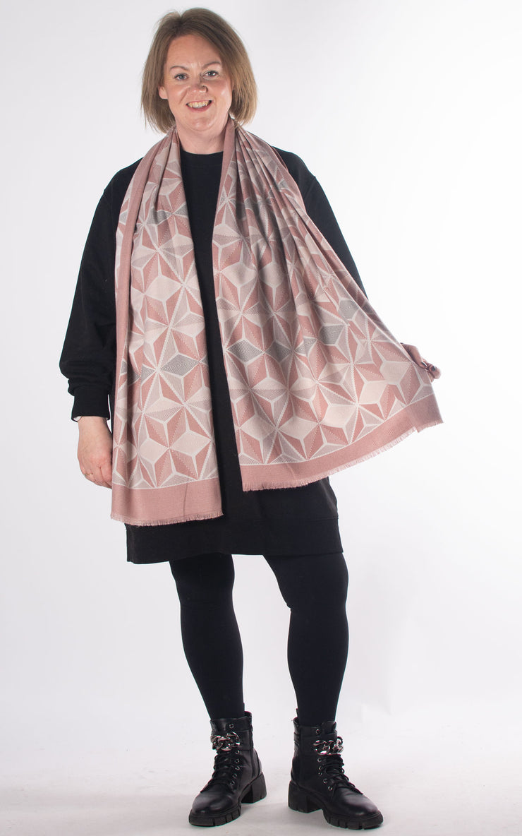 Scarf | Isometric Cubes | Pink