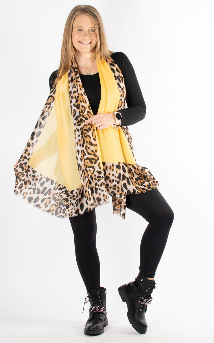 Scarf | Leopard Border | Yellow