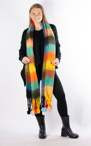 Scarf | Pom Pom Check | Orange & Black