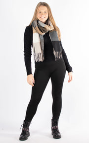 Winter Blanket Scarf | Squares | Black, Taupe & Cream-SECONDS