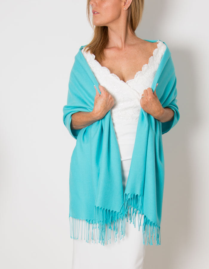 Aqua Blue Wedding Pashmina - Main Image