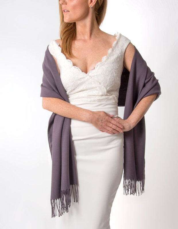 an image showing an aubergine wedding pashmina