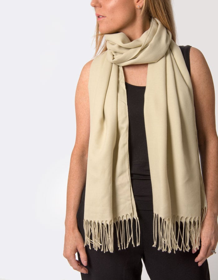 an image showing a beige pashmina