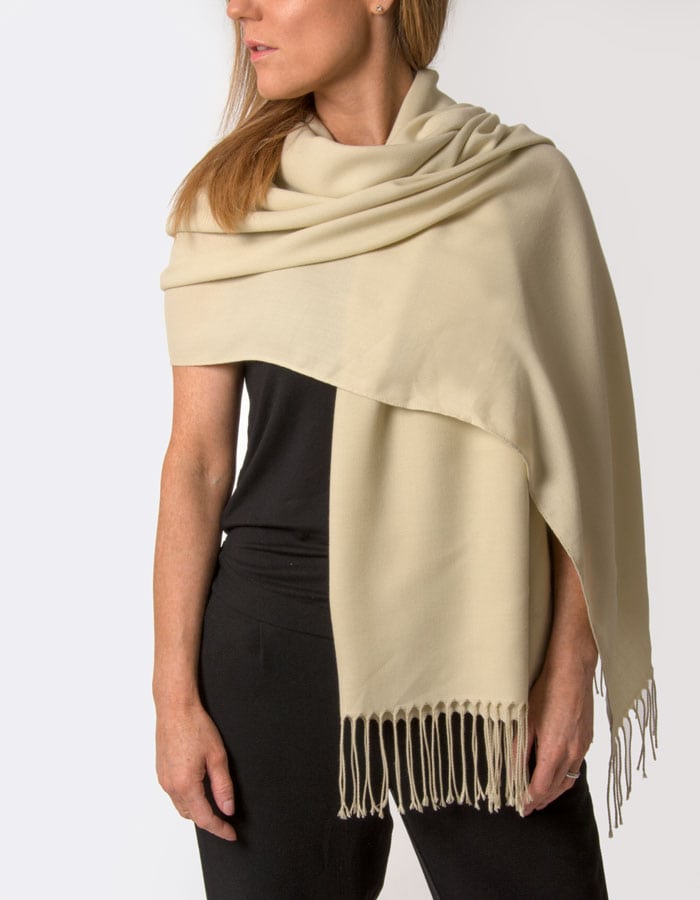 an image showing a beige pashmina