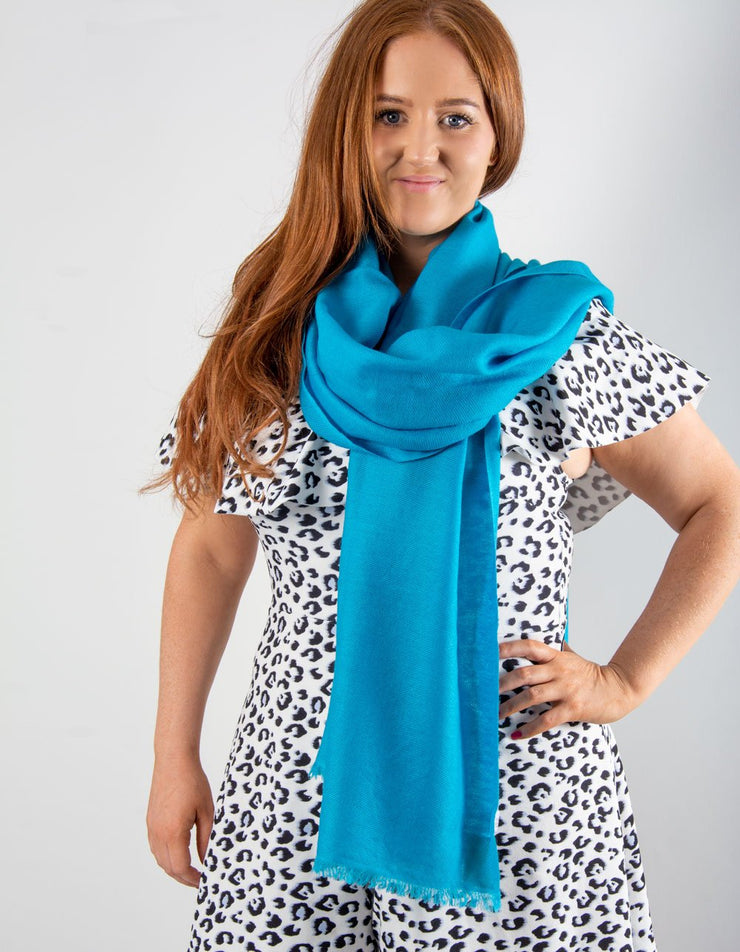 an image showing a blue cashmere pashmina for weddings