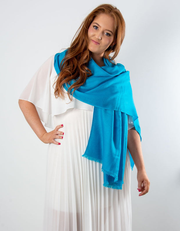 an image showing a blue cashmere pashmina for weddings