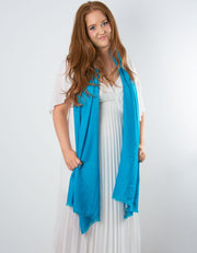 an image showing a blue cashmere pashmina for weddings