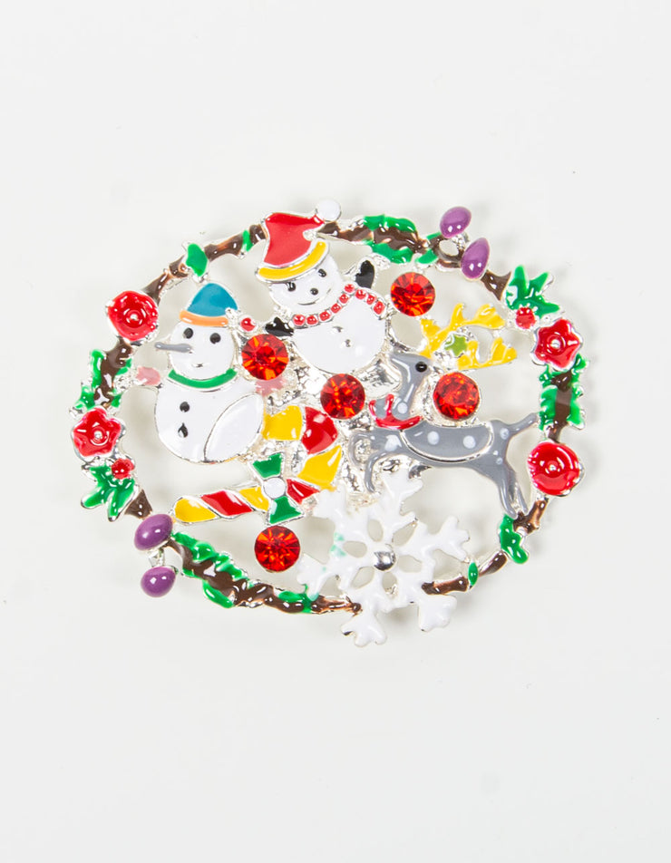 Brooch | Christmas Wreath Scene