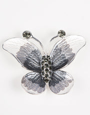 Brooch | Butterfly | Silver, Grey & White