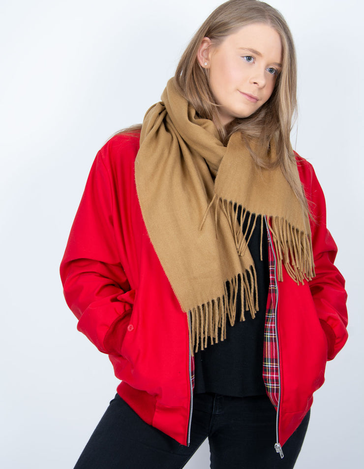 an image showing a camel blanket scarf