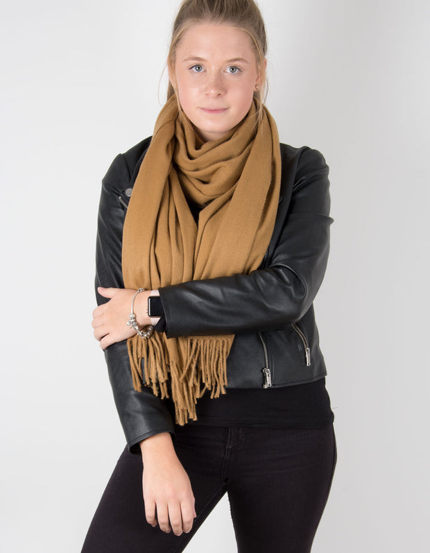 an image showing a camel blanket scarf