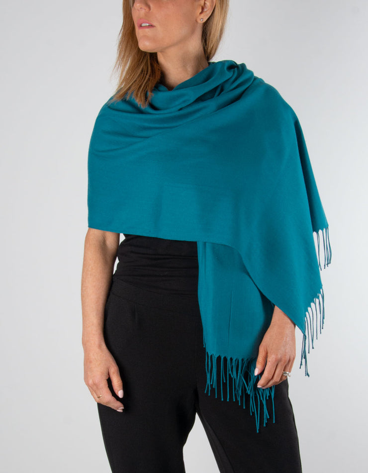 an image showing a teal pashmina