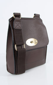 An image showing a coffee coloured messenger bag.