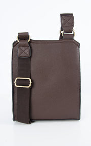An image showing a coffee coloured messenger bag.