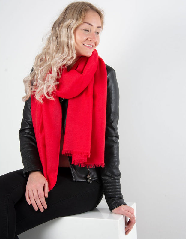 Coral Red Cashmere Scarf