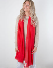 Coral Red Cashmere Scarf