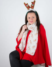 an image showing a Cream Rudolph Christmas Scarf
