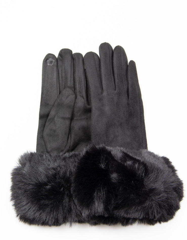 Faux Fur Gloves | Black