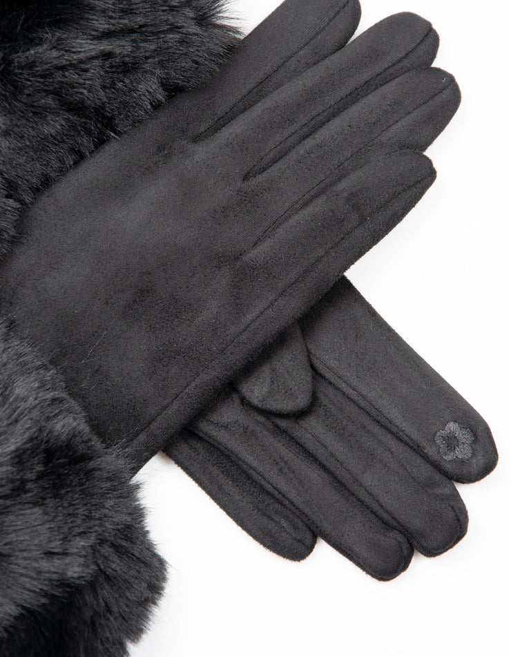 Faux Fur Gloves | Black