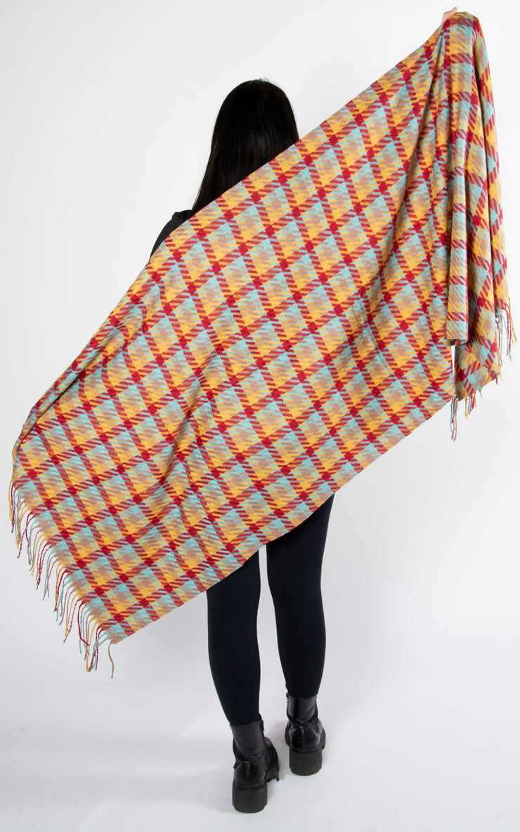 Scarf: Dogtooth | Burgundy & Yellow