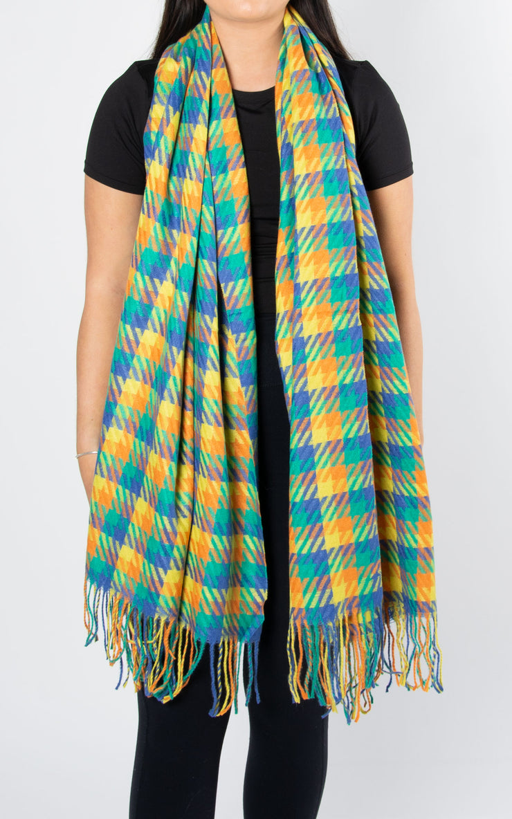 Scarf: Dogtooth | Green & Yellow & Orange