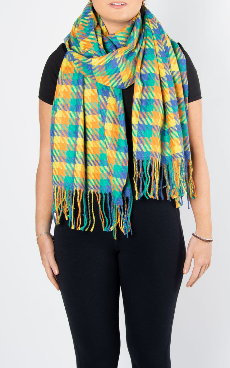 Scarf: Dogtooth | Green & Yellow & Orange