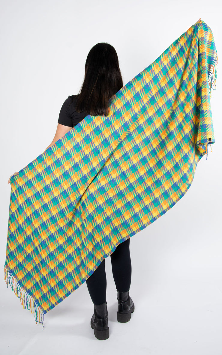 Scarf: Dogtooth | Green & Yellow & Orange