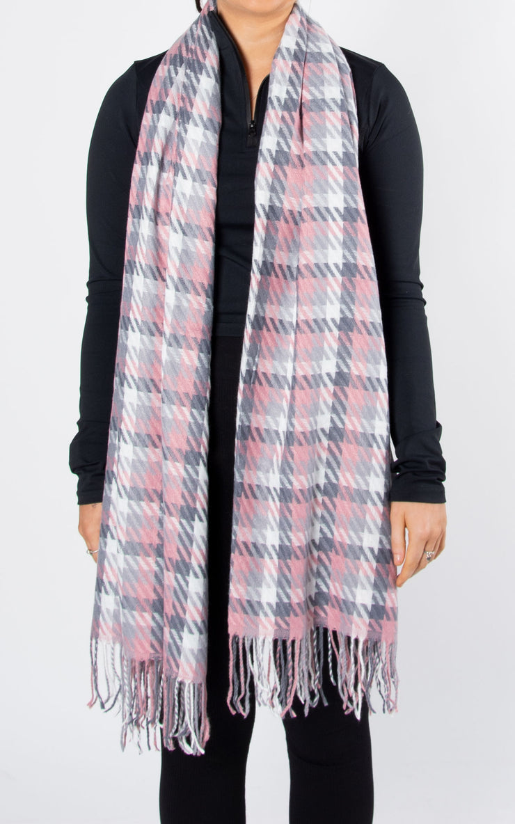Scarf: Dogtooth | Pink & Grey