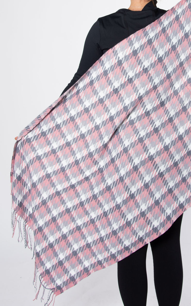 Scarf: Dogtooth | Pink & Grey