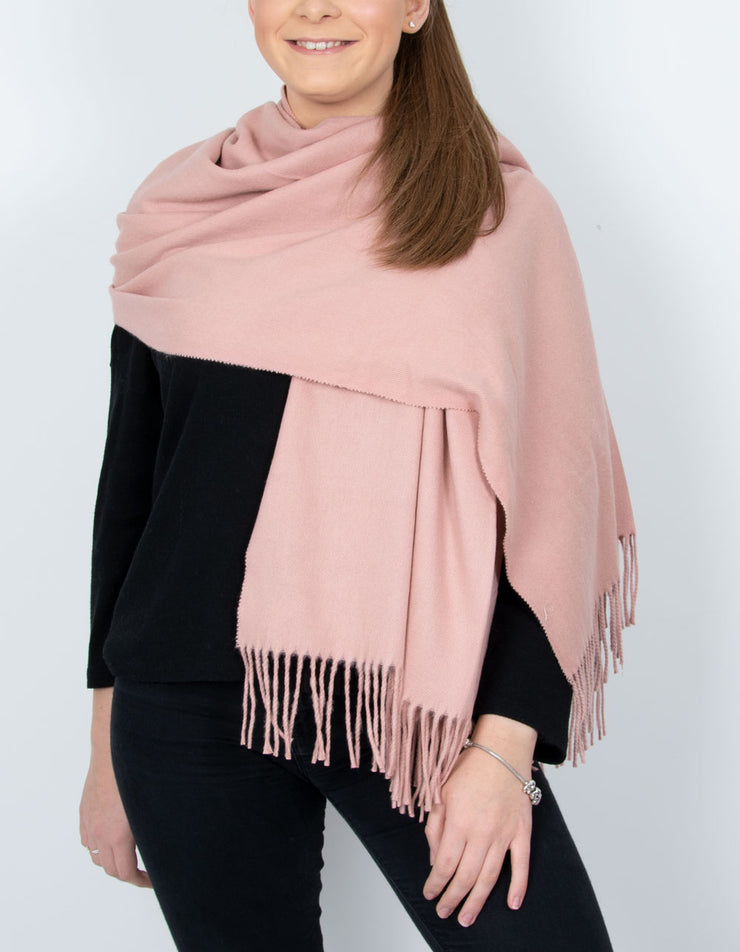 an image showing a dusky pink winter pashmina