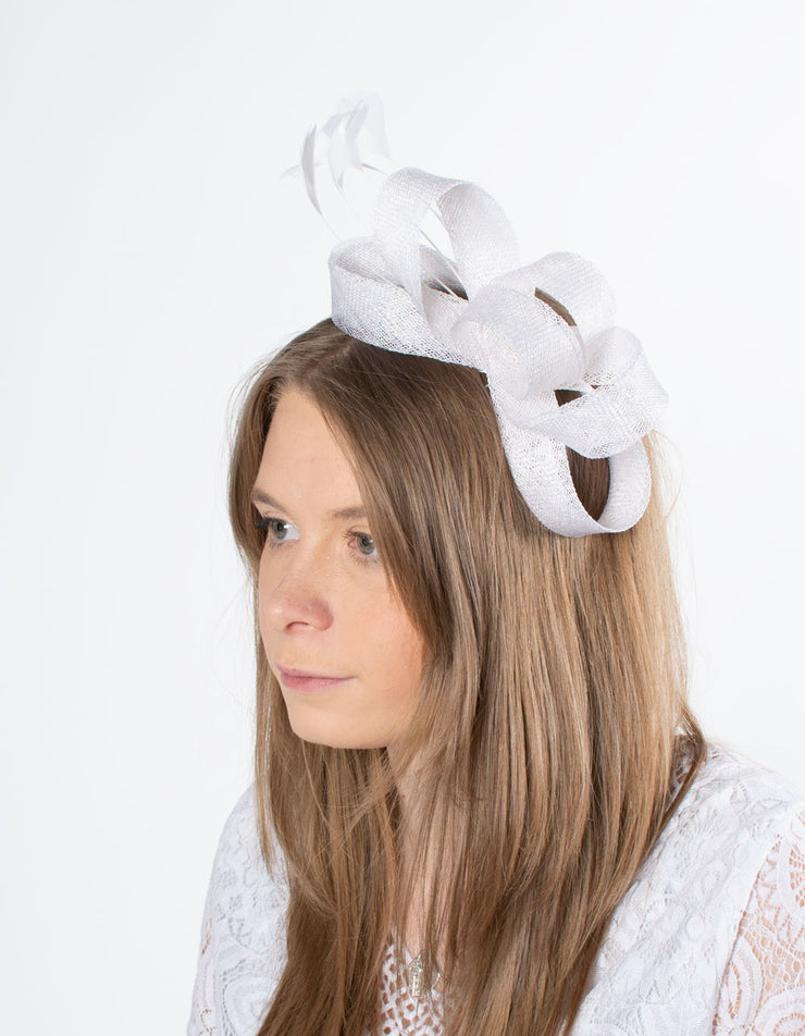 Fascinator | Feather Loop | White