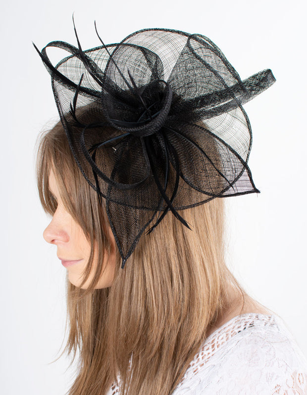 Fascinator | Floral Feather Swirl | Black