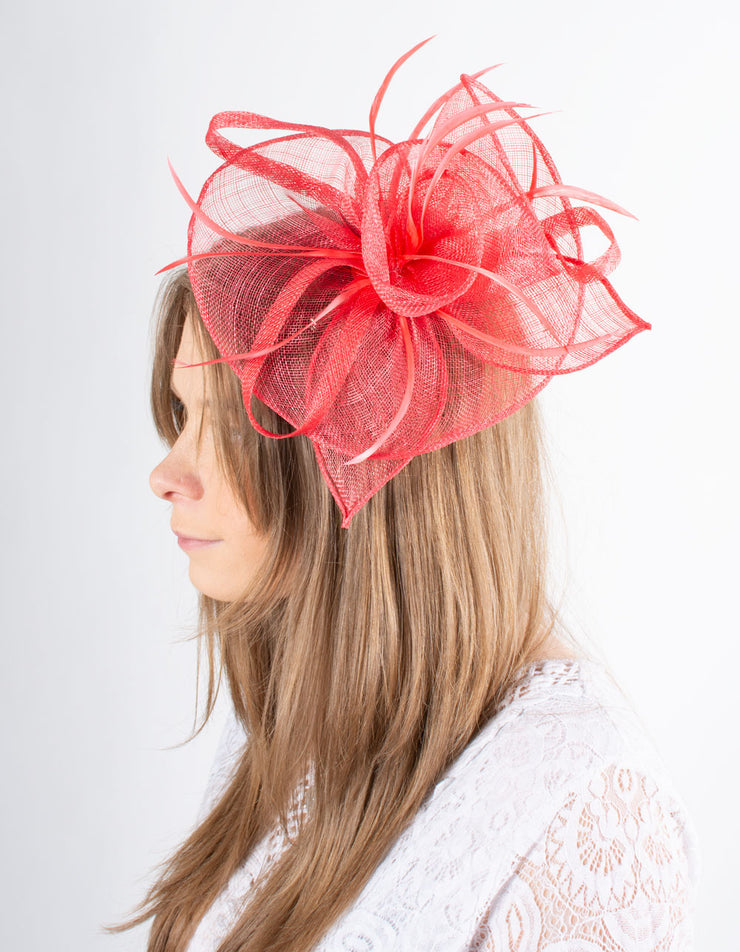 Fascinator | Floral Feather Swirl | Coral