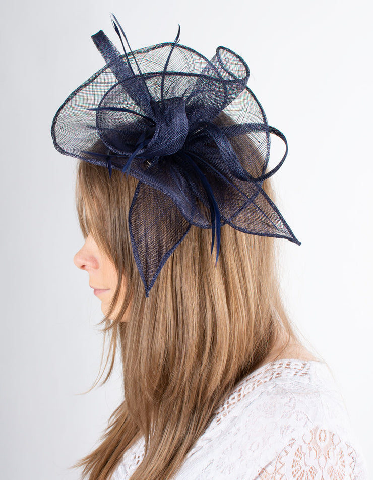 Fascinator | Floral Feather Swirl | Navy