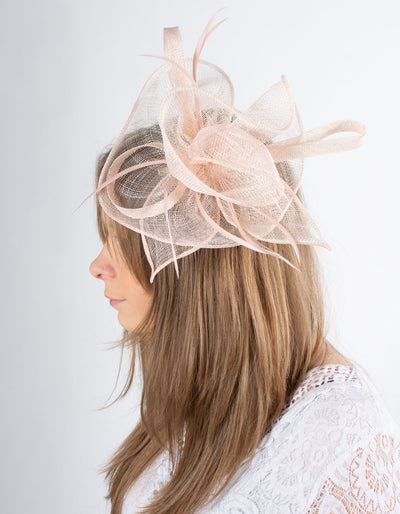 Fascinator | Floral Feather Swirl | Pale Pink