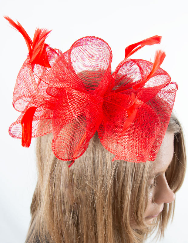 Fascinator | Loop Feather Bow | Red